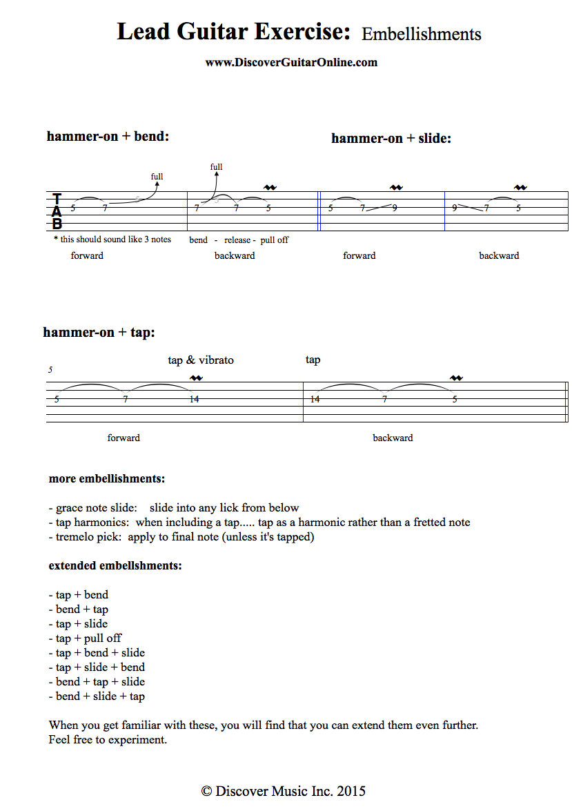 Lead Guitar Exercise Embellishments Discover Guitar Online, Learn to